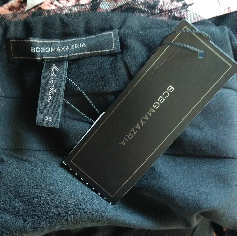 BCBGMAXAZRIA pink and black fitted cocktail dress